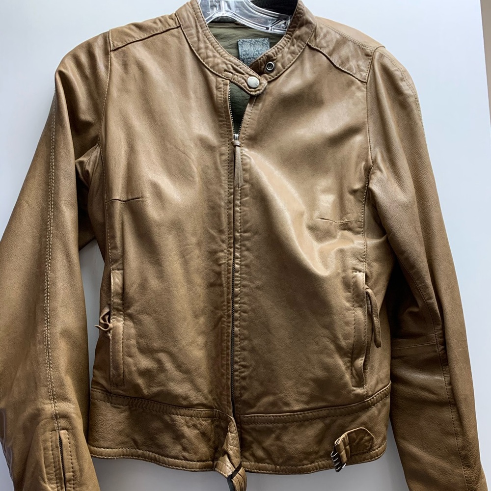 Tan leather jacket